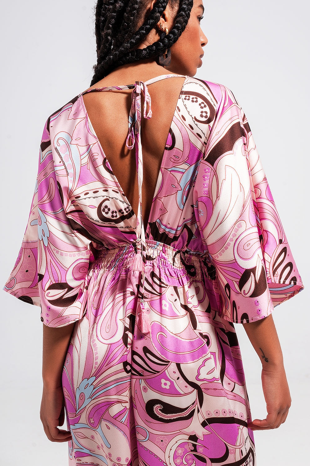 Elegant Long Pink Robe with Back Tie Ribbons - Perfect for Spa, Bridal, and Relaxing at Home