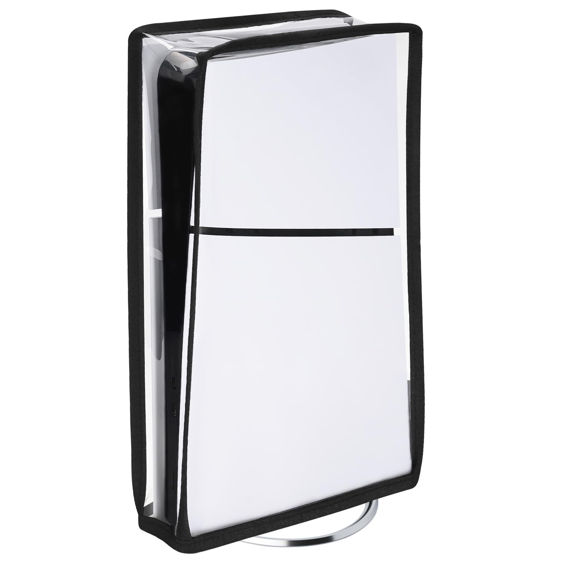 PlayVital PS5 Slim Digital Edition Vertical Dust Cover - Clear Transparent Dustproof & Waterproof Protector Sleeve for New Smaller Design Console - Perfect for Gaming Setup & Display Protection