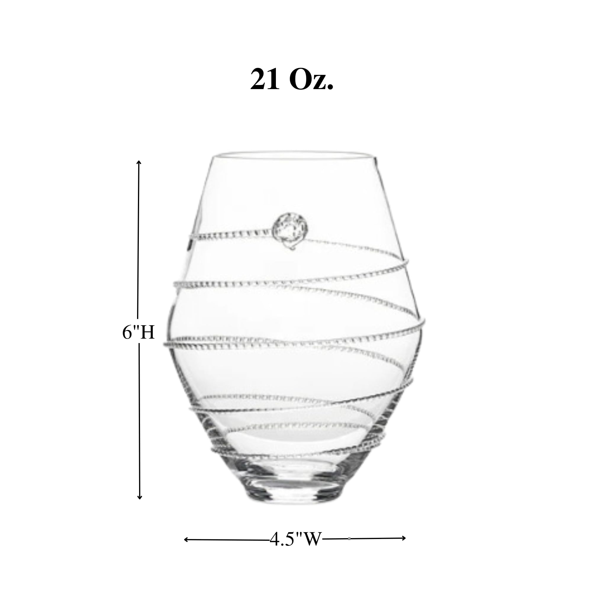 Juliska Amalia 6 Inch Clear Glass Vase - Elegant Floral Centerpiece for Home Decor, Wedding, and Dining Table Arrangements