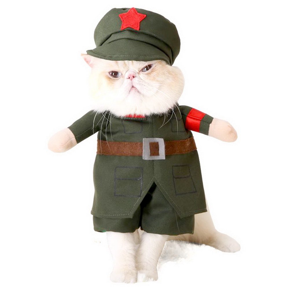 Zunea Military Dog Costume for Small Dogs - Soldier Dog Coat for Puppies, Girl & Boy - Perfect for Halloween, Cosplay, and Patriotic Events