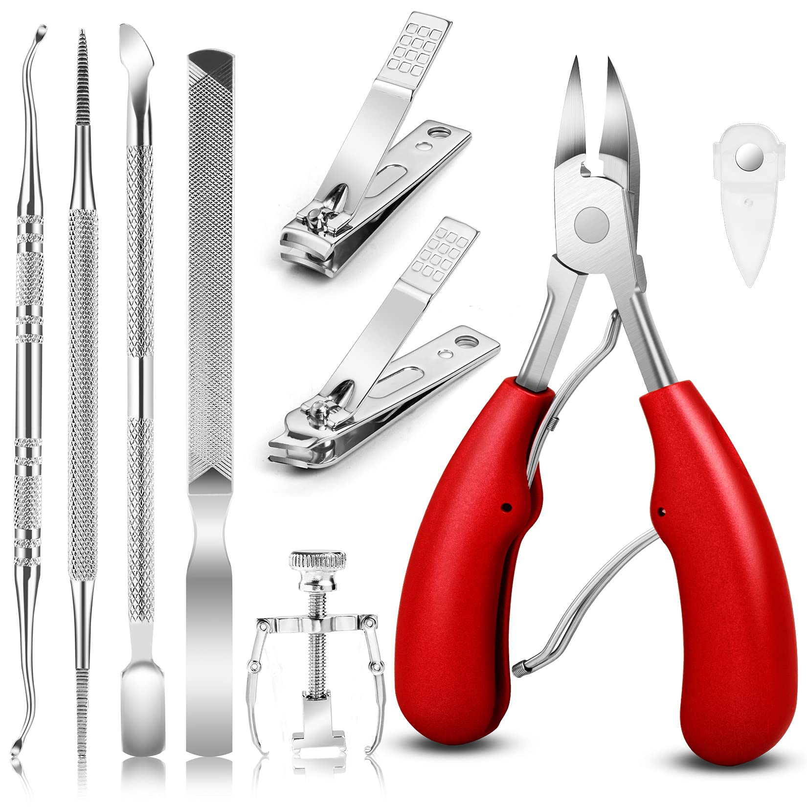 Professional 9-Piece Ingrown Toenail Clipper Kit - Stainless Steel Toenail Treatment Tools for Ingrown & Thick Nails - Perfect for Home Pedicure, Nail Care & Podiatry Use