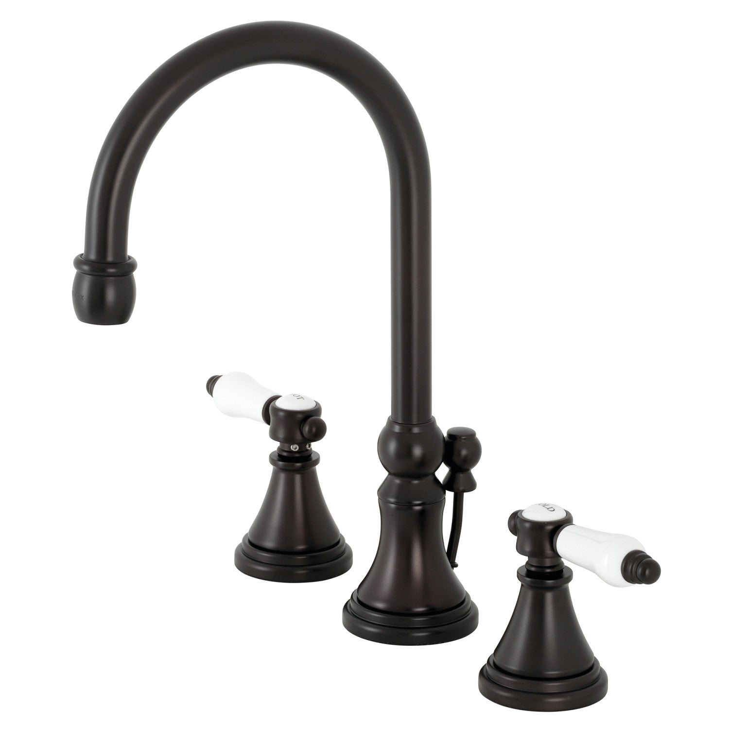 Bel Air KS2985BPL Oil Rubbed Bronze Widespread Bathroom Faucet - 2-Handle 3-Hole Deck Mount with Brass Pop-Up Drain - Perfect for Modern Bathroom Vanities and Powder Rooms