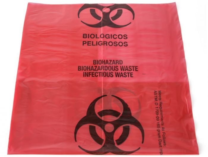 Biohazard Red 10 Gallon Trash Bags - 100 Count Box | Heavy-Duty Disposal Bags for Medical Waste, Laboratories & Hazardous Materials