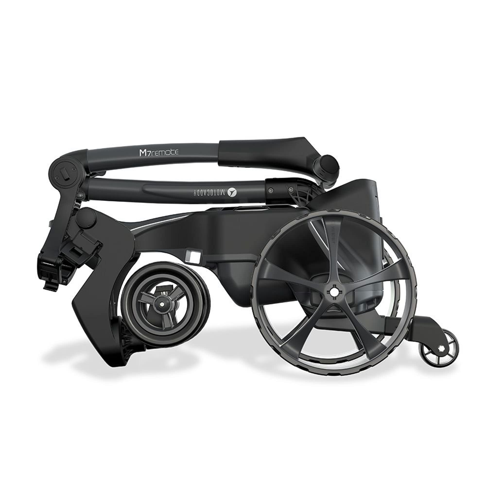 Motocaddy M7 Remote Electric Golf Caddy - All-Terrain Electric Golf Push Cart with Remote Control, Auto Downhill Brake & Long-Lasting Battery - Perfect for Hilly Courses & Senior Golfers (Black) - Includes Accessories