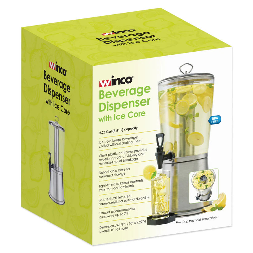 Winco 2.25 Gallon Beverage Dispenser with Spigot - Large Capacity Drink Dispenser for Parties, Events & Catering - BPA-Free Plastic Pitcher for Lemonade, Iced Tea & Punch