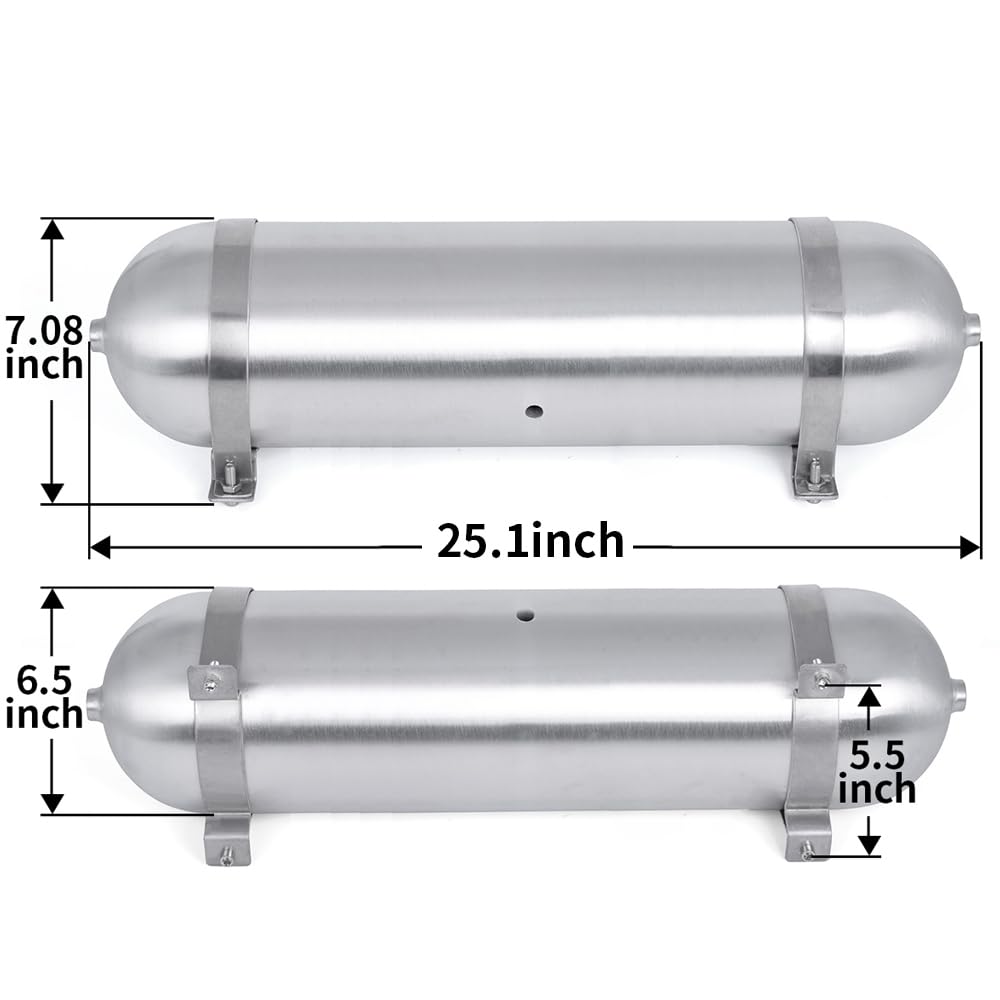 3.7 Gallon Aluminum Air Tank with 1/4 Inch NPT Ports - Lightweight & Durable Air Suspension Compressor Tank for Cars, Trucks, and Motorcycles - Perfect for Off-Roading, Custom Builds, and Performance Upgrades
