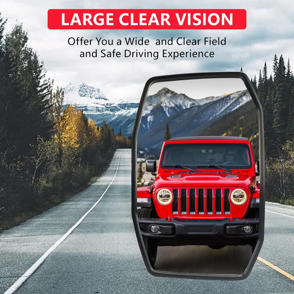 Jeep Wrangler JK JKU 2007-2018 Side View Mirrors - Anti-Shake Wide Vision Replacement Mirrors for Doors Off Driving | Easy Install & Quick Release Design | Perfect for Off-Road Adventures & Summer Cruising