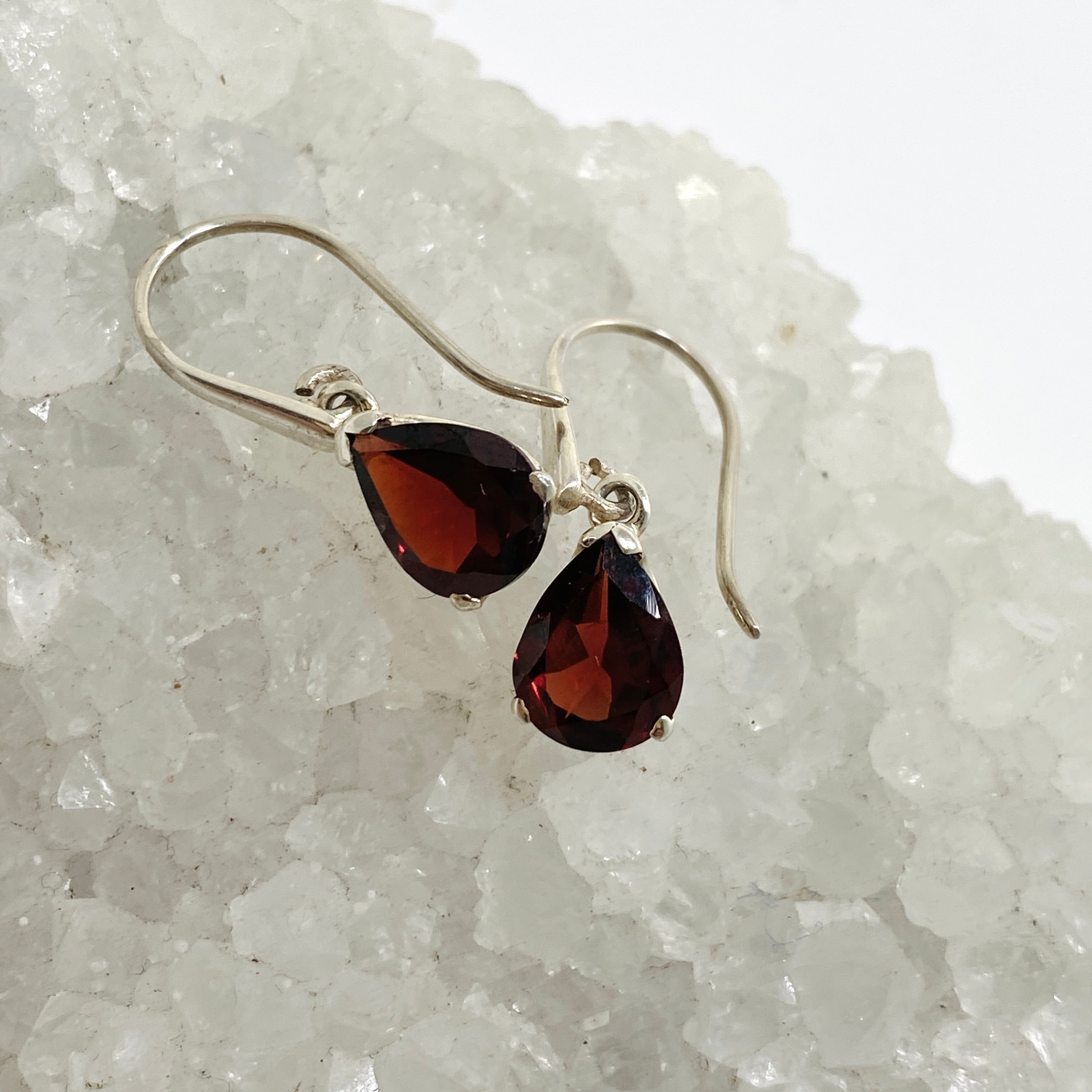 Garnet Teardrop Faceted Earrings for Women - Dangle Drop Jewelry - Perfect for Parties, Weddings & Evening Events