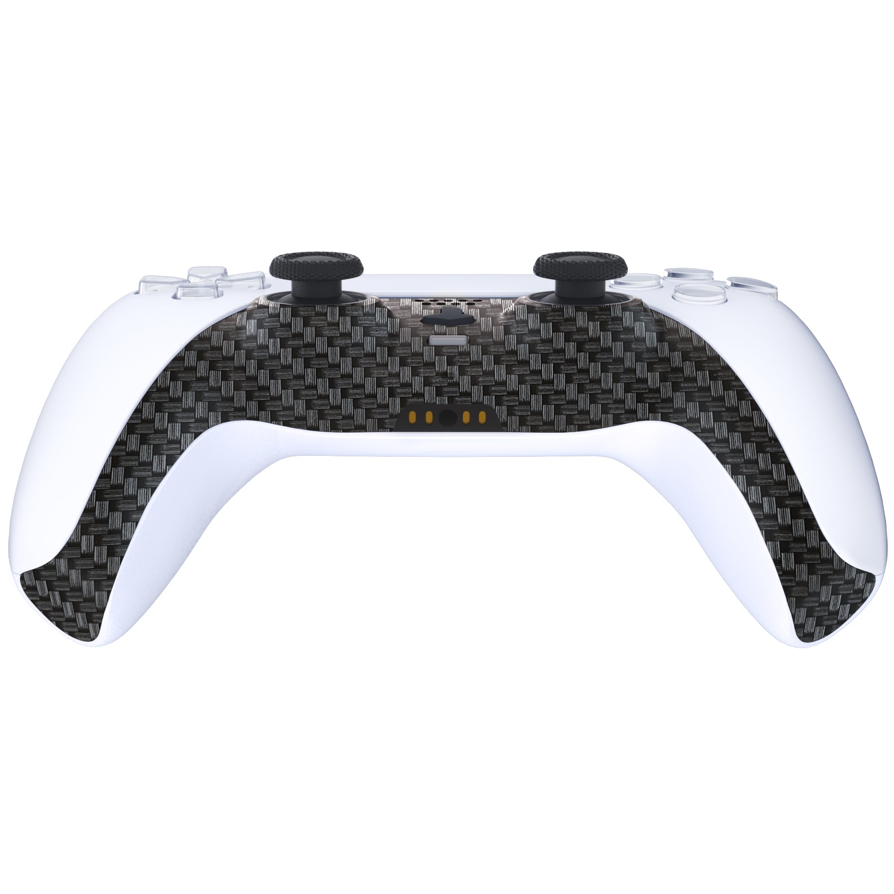eXtremeRate Black Silver Carbon Fiber PS5 Controller Shell - DIY Replacement Cover with Accent Rings | Custom Plates & Decorative Trim for Enhanced Gaming Experience | Compatible with PlayStation 5 Controller (Model GPFS2009) | Perfect for Gaming Enthusiasts & Customization Lovers