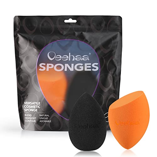 Veehaa 2PCS Latex-Free Makeup Sponge Set - Egg Shaped Beauty Blender for Foundation, Concealer & All Face Areas - Perfect for Professional Makeup Application & Travel