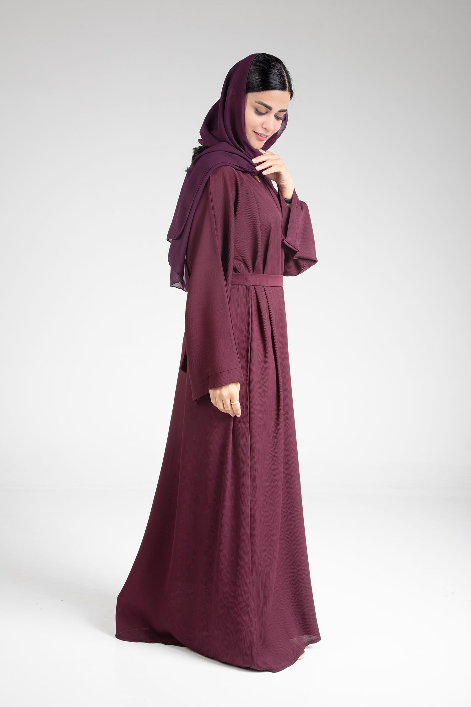 Elegant Maroon Open Abaya for Women - Modest Islamic Dress for Prayer, Eid & Special Occasions