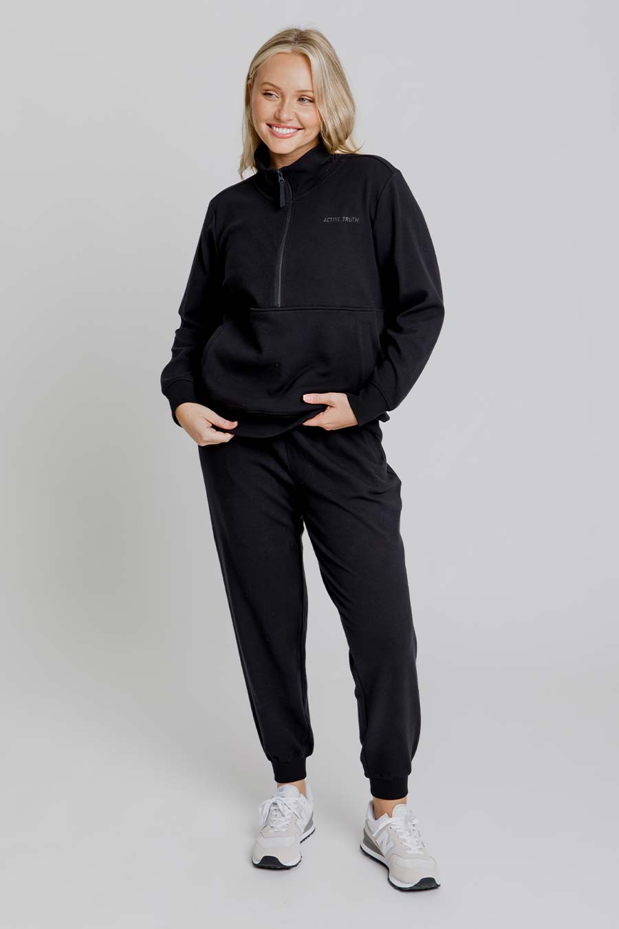 Reset Zip Sweater for Women - Black Pullover Hoodie | Cozy Casual Wear for Fall & Winter | Perfect for Outdoor Activities & Lounge