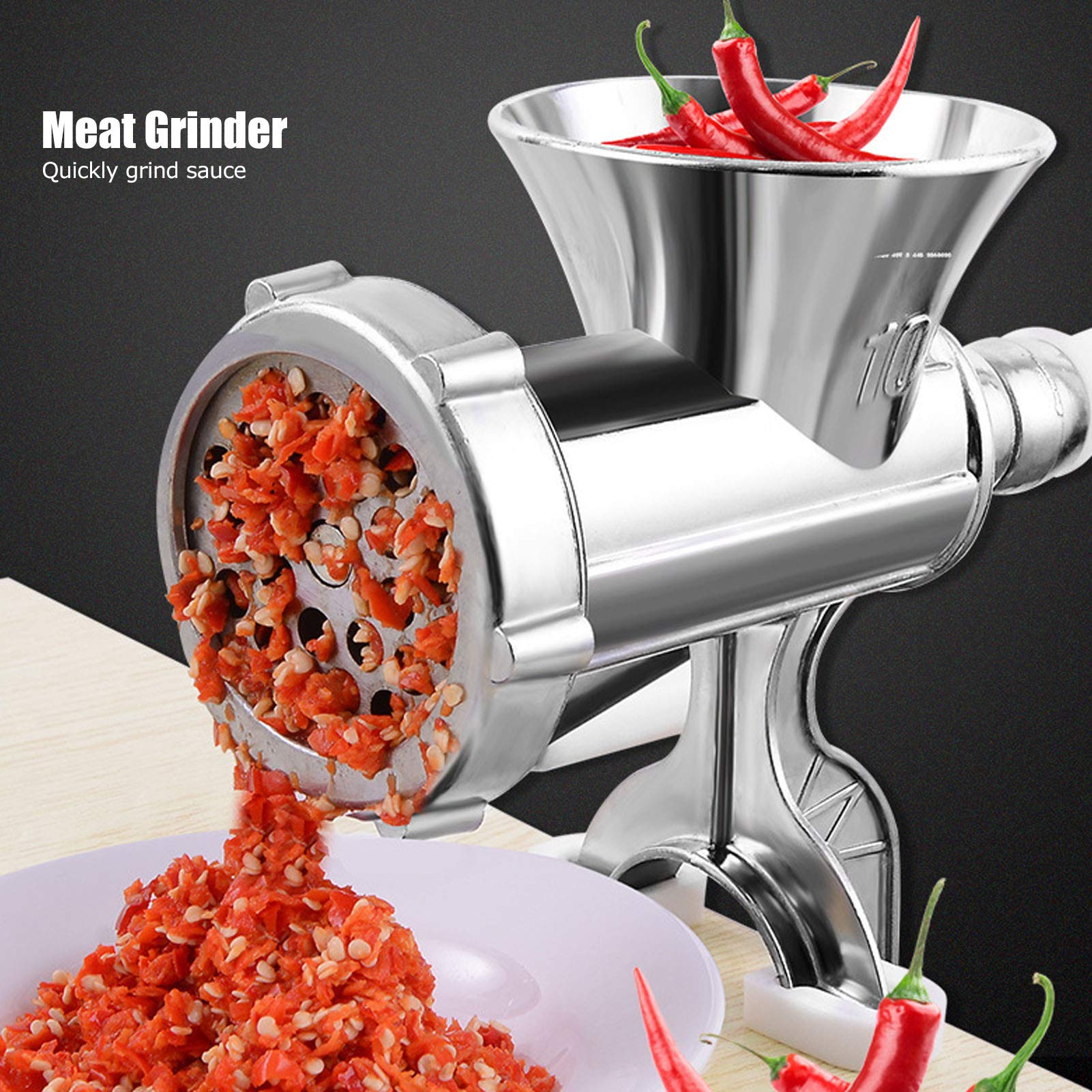 Heavy Duty Aluminum Alloy Manual Meat Grinder - Durable Hand Crank Meat Mincer for Home Kitchen, Perfect for Ground Beef, Sausage & Pet Food Making