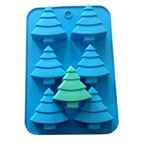 Allforhome 6-Piece Christmas Tree Silicone Soap Molds Set - Pine Tree Muffin Cups for Handmade Soap, Polymer Clay, Jelly, Biscuit & DIY Crafts | Perfect for Holiday Baking, Soap Making & Christmas Decorations