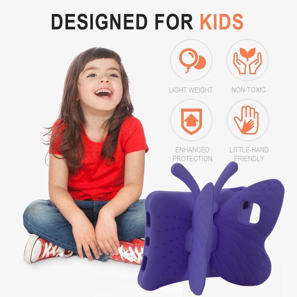 **Kids Shockproof iPad Air 4/5 & iPad Pro 11 (2020/2018) Case - 3D Cute Butterfly Design with Stand, Lightweight EVA Full Cover Drop Protection (Purple) | Perfect for School, Travel & Play**