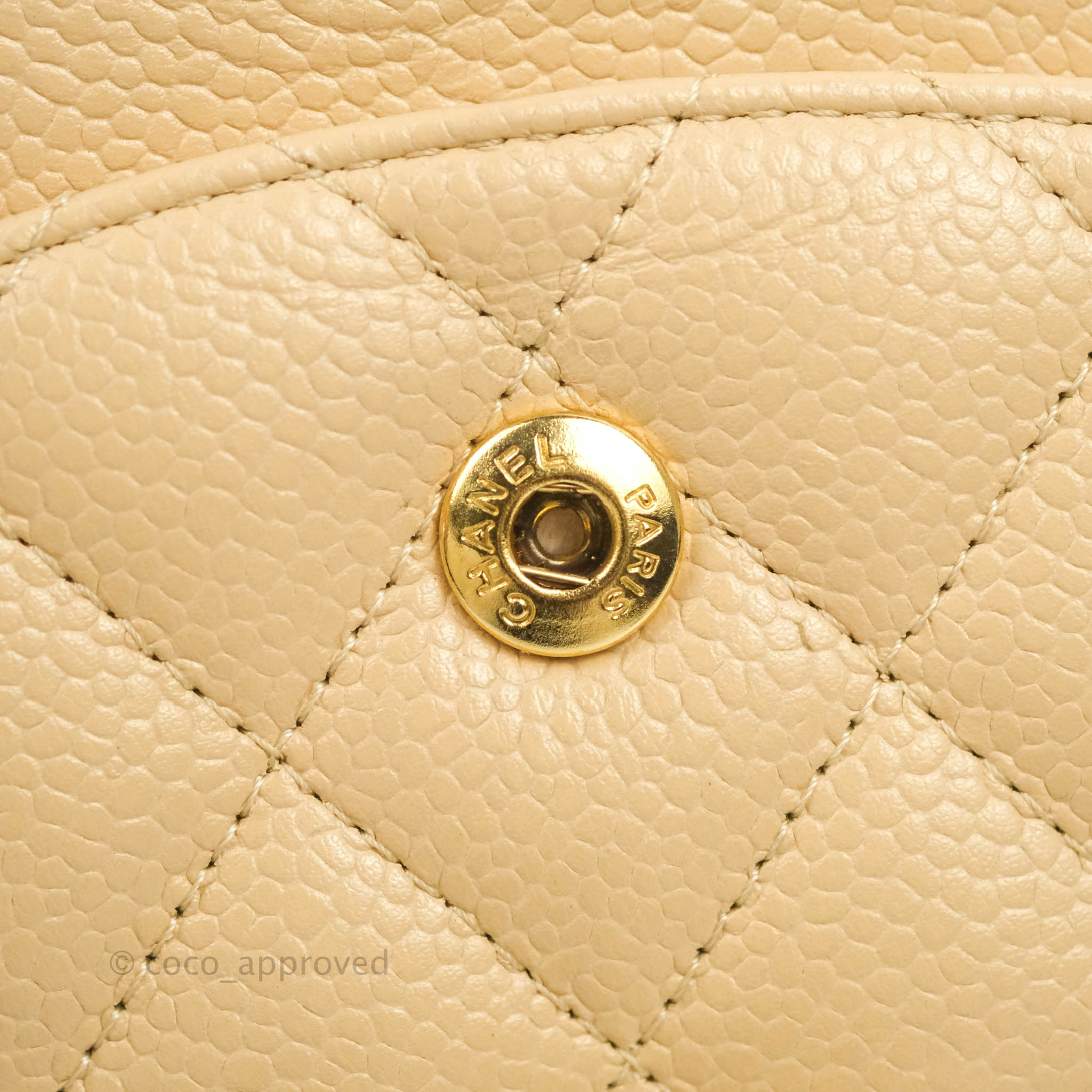 Chanel Classic M/L Medium Flap Bag - Quilted Beige Caviar Leather with Gold Hardware | Luxury Shoulder Bag for Women, Perfect for Work, Parties & Special Occasions