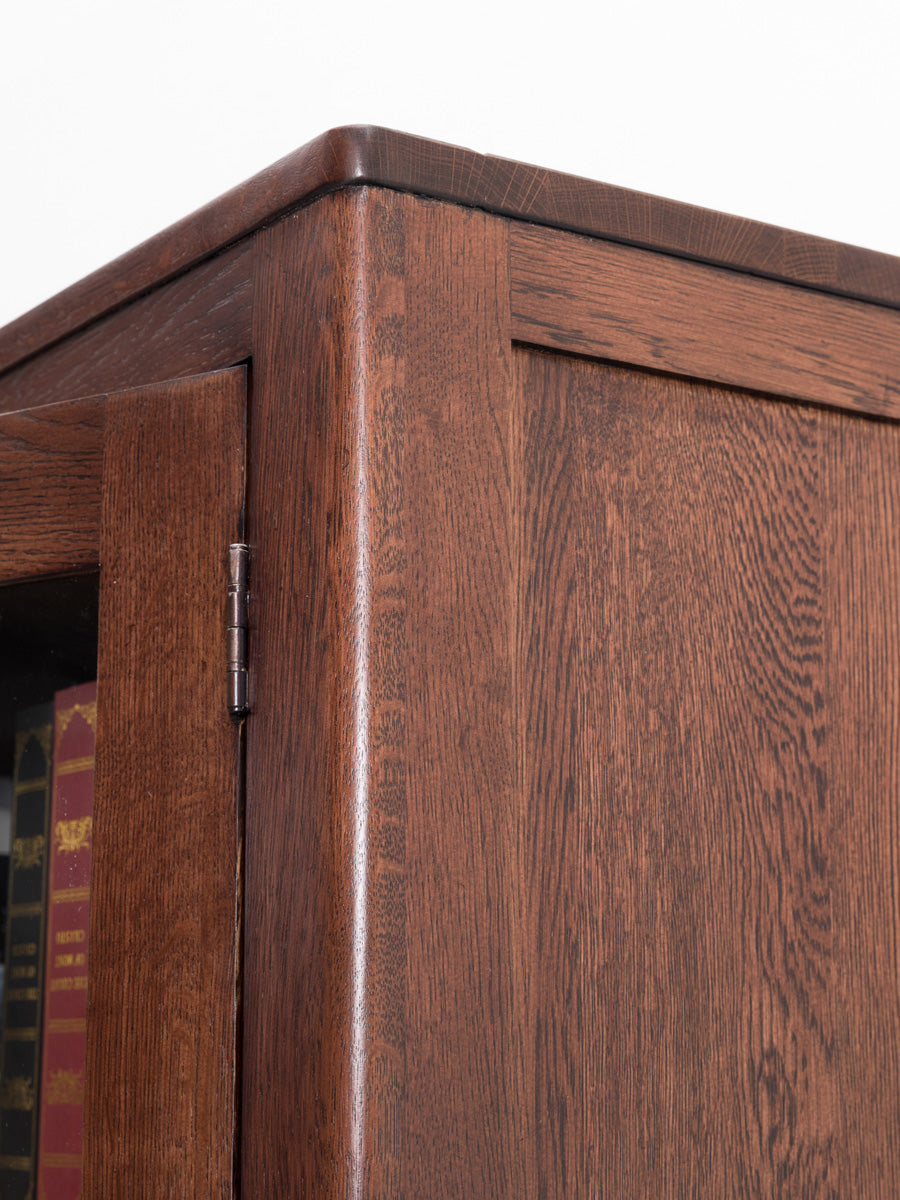 Oak Solid Wood Nordic Bookcase with Glass Door - Modern Bookshelf for Living Room, Office & Study - Perfect for Home Decor & Storage