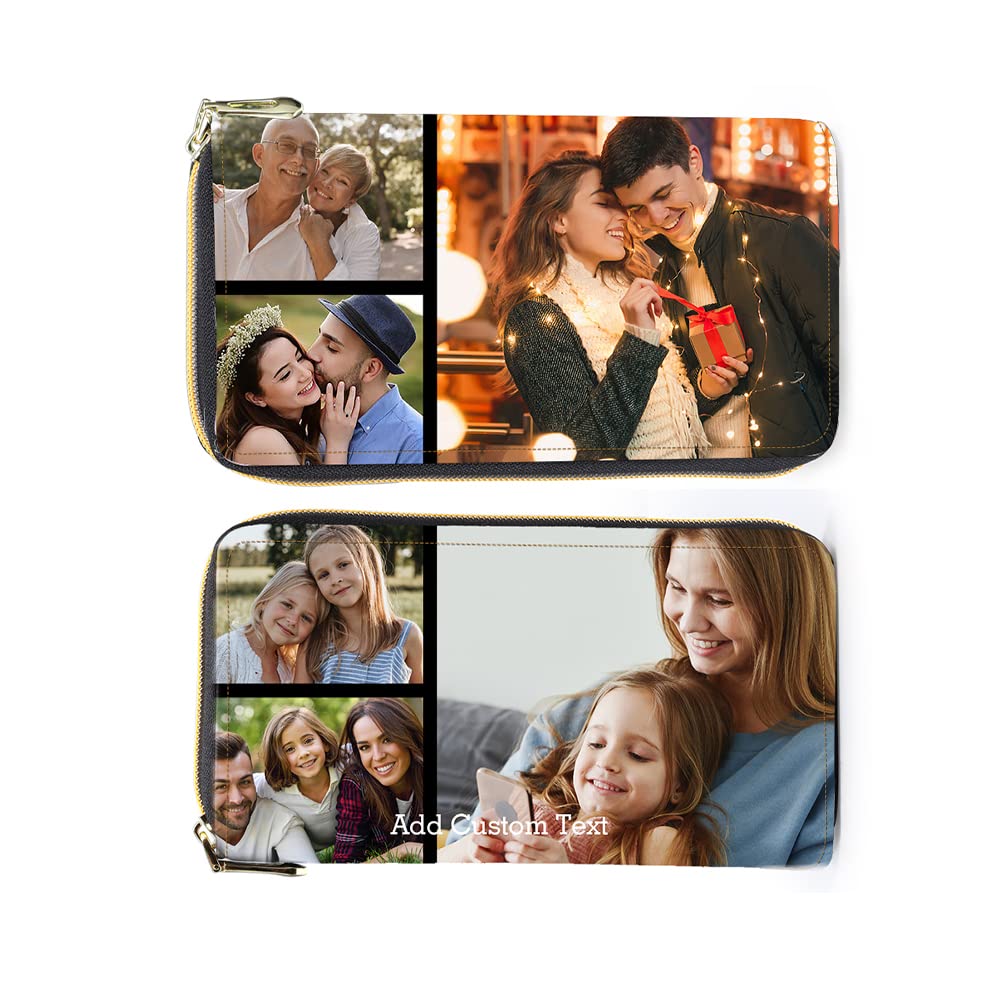 Custom Engraved Leather Wallets for Women - Personalized Photo & Name Zipper Wallet with Credit Card Slots - Valentine's Day Gift for Mom, Wife, Girlfriend - Perfect for Daily Use, Travel, and Special Occasions