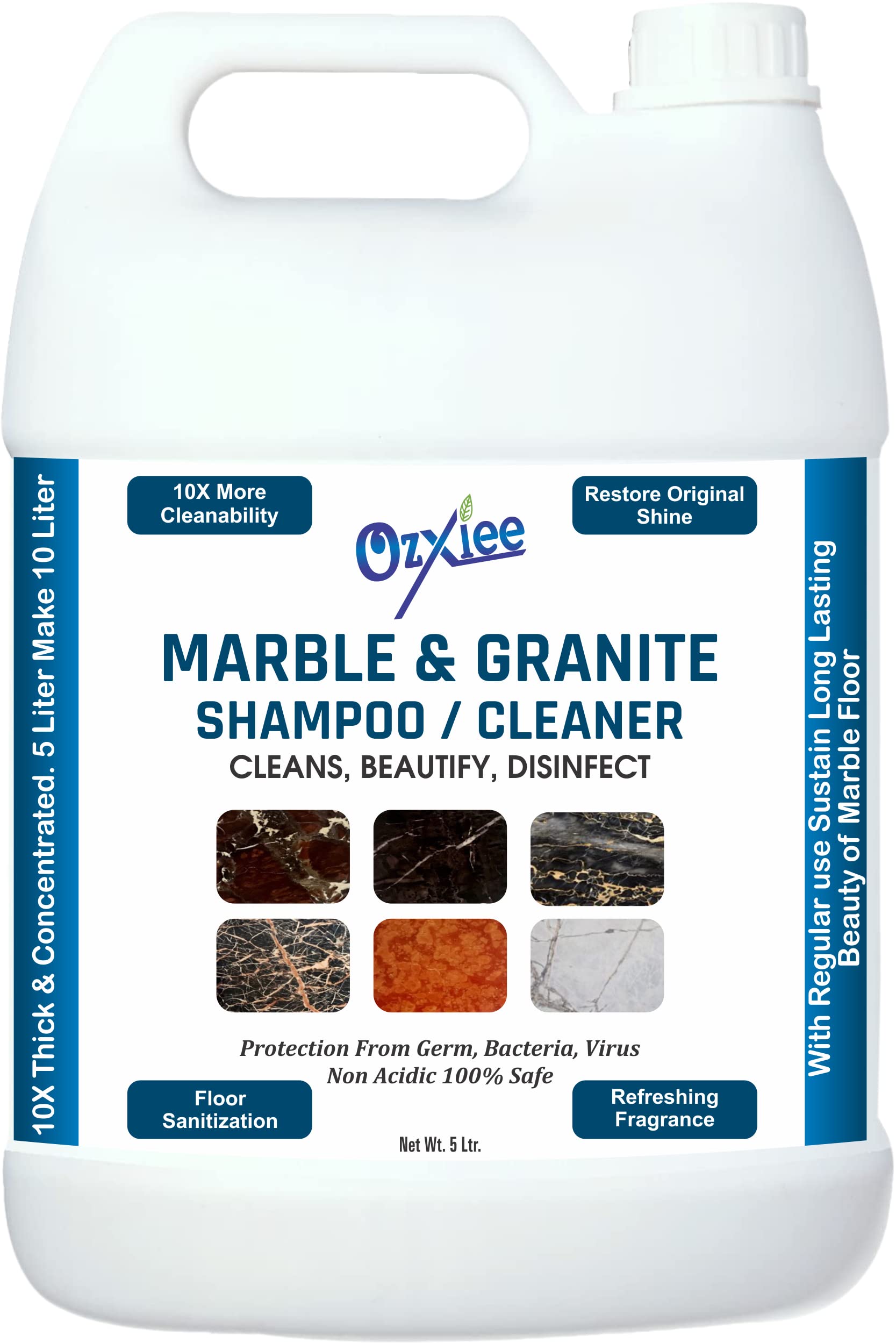 Ozxiee Marble & Granite Floor Cleaner Shampoo (5L) - Professional Deep Cleaning Solution for Streak-Free Shine | Perfect for Kitchen, Bathroom & High-Traffic Marble Floors
