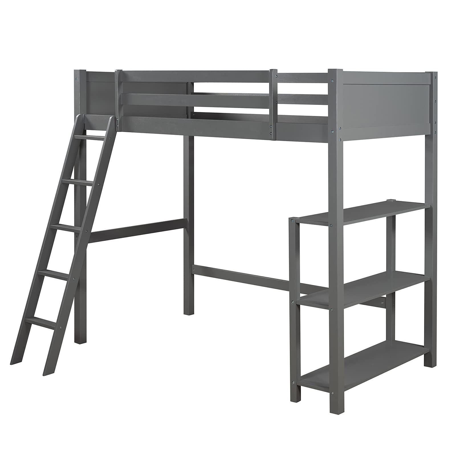 Affordable Twin Size Loft Bed with Storage Shelves & Ladder - Space-Saving Study & Sleep Solution for Kids & Teens | Perfect for Small Bedrooms, Dorms & Apartments