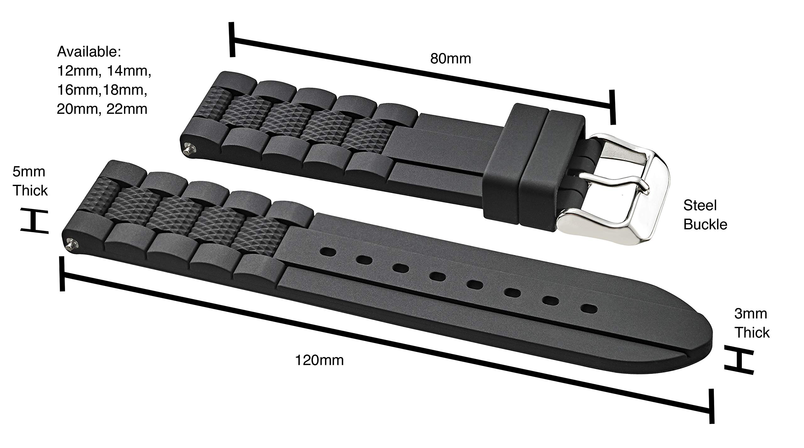 Premium Alpine Silicone Sport Watch Band - Heavy-Duty Waterproof Rubber Strap for Men & Women - Replacement Band Compatible with Traditional & Smart Watches - Ideal for Running, Swimming & Outdoor Activities