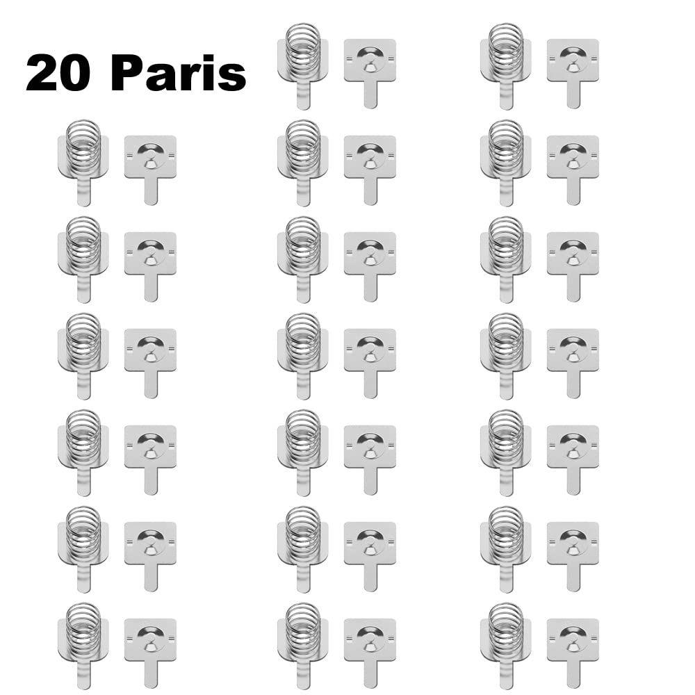 20 Pairs AA AAA Battery Spring Contact Plates - Metal Replacement Terminals for Remote Controls, Toys, Flashlights & Battery Chargers - Durable & Easy to Install