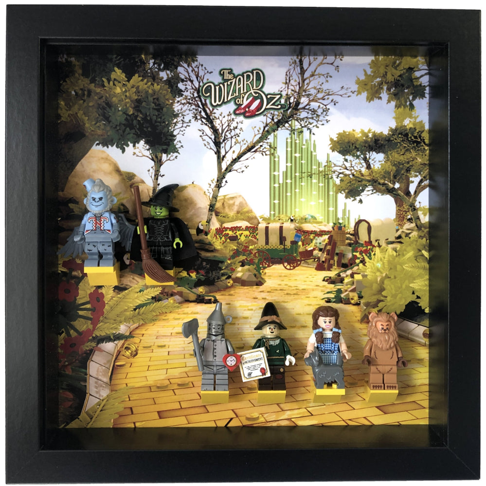 The Wizard of Oz Minifigures Display Frame - Collectible LEGO Compatible Figurine Showcase for Home & Office Decor