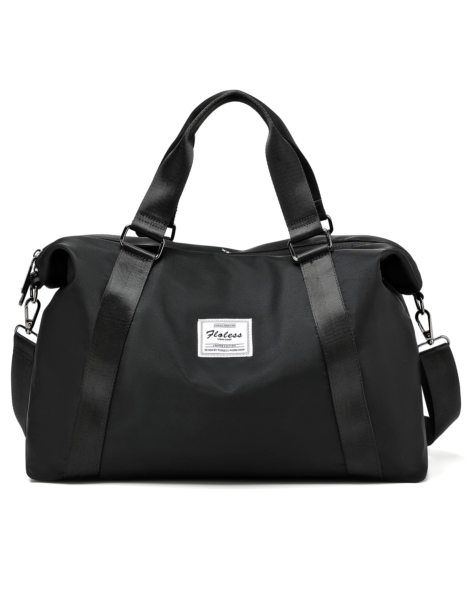 **Women's Waterproof Travel Duffel Bag - Gym Sports Bag with Wet Pocket, Overnight Weekender & Carry-On Tote - Perfect for Workouts, Travel & Weekend Getaways (Black)**