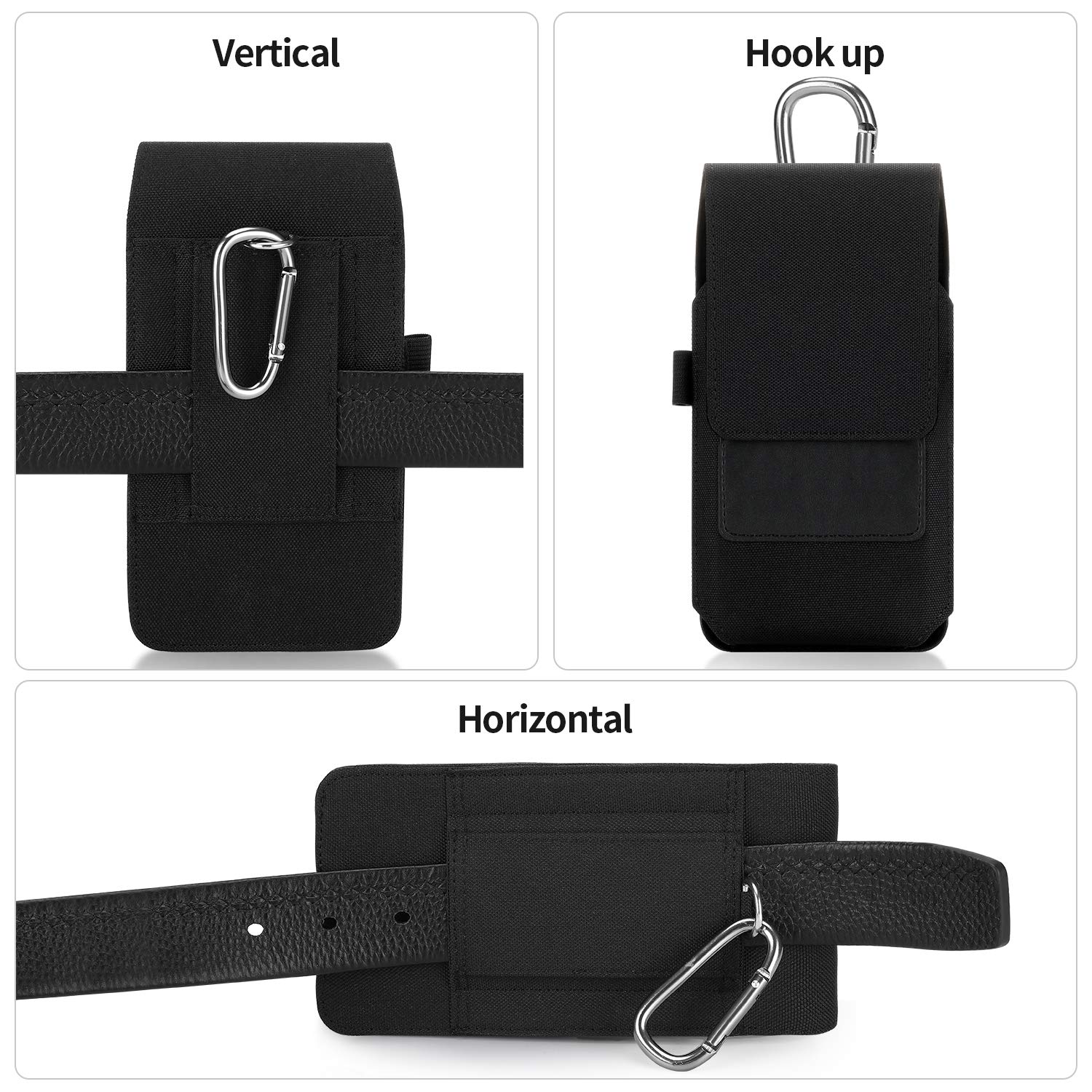 Durable Nylon Phone Pouch Holster Case with Belt Clip - Compatible with iPhone 16/15/14/13/12 Pro Max & Galaxy S24+/S23+/S22+/S21+/Note 20 Ultra 5G - Perfect for Outdoor Activities, Work & Travel