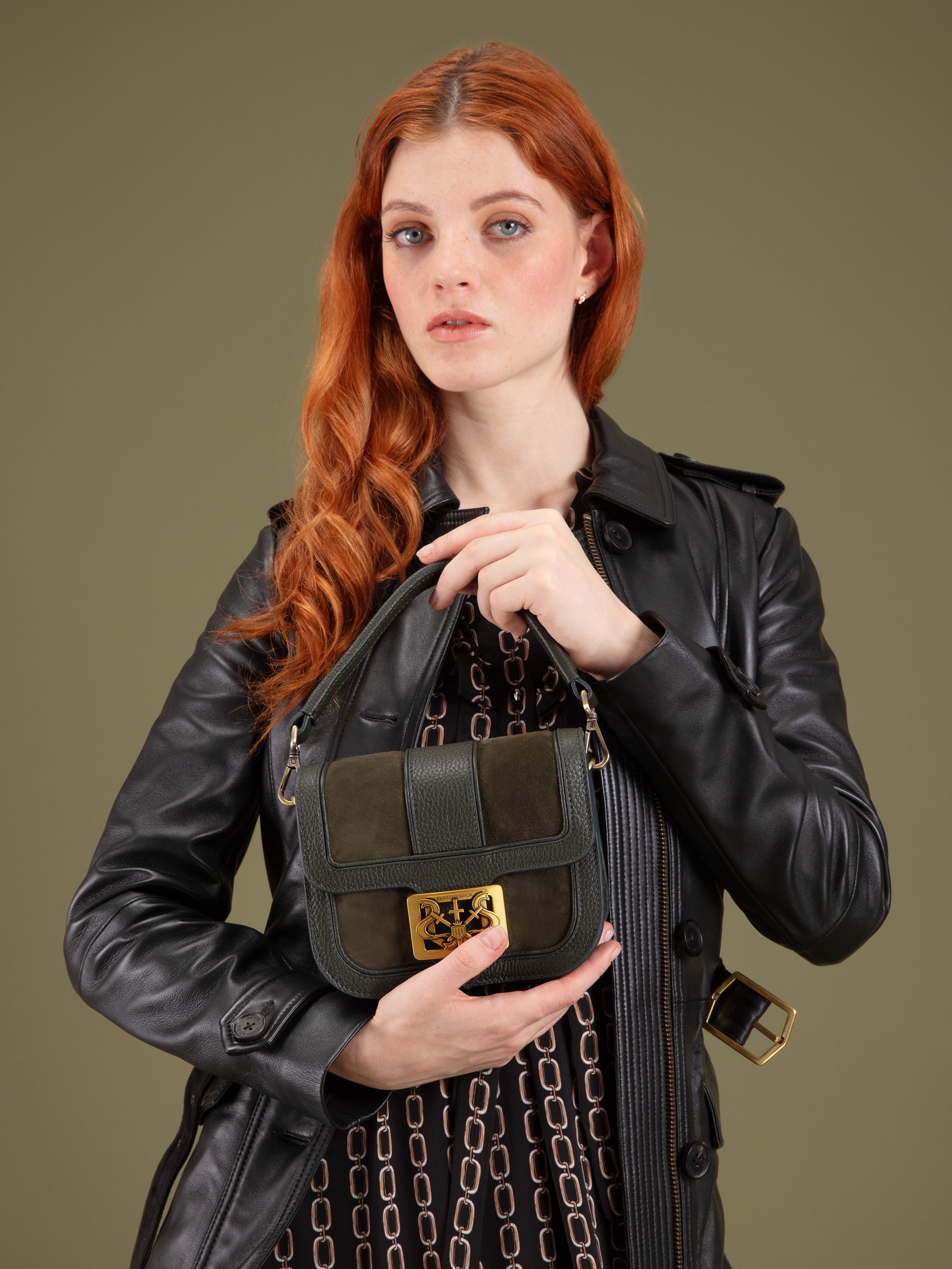 Clarence Handbag for Women - Moss Green Suede Crossbody Purse | Fashionable & Durable Everyday Bag for Work, Travel & Shopping