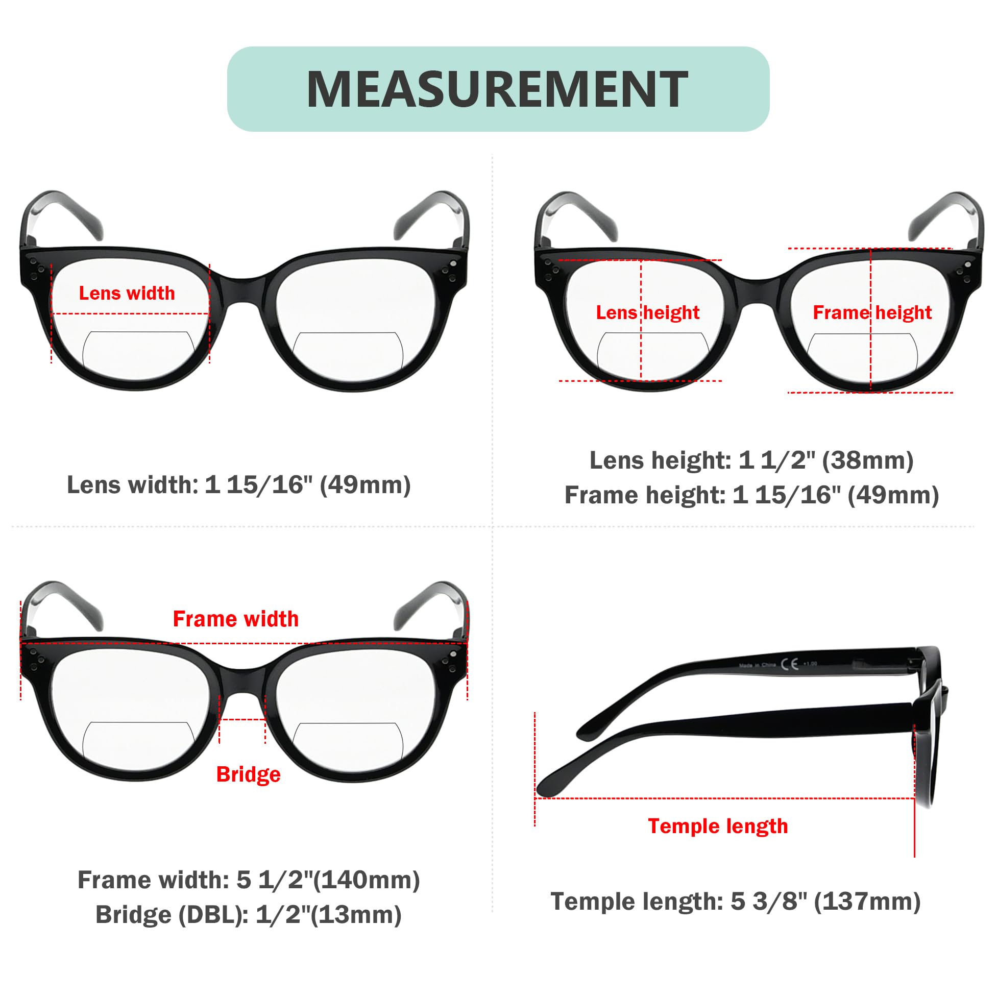 Eyekepper Bifocal Reading Glasses for Women - Fashionable +1.00 to +3.00 Magnification Readers - Perfect for Reading, Crafts & Computer Work