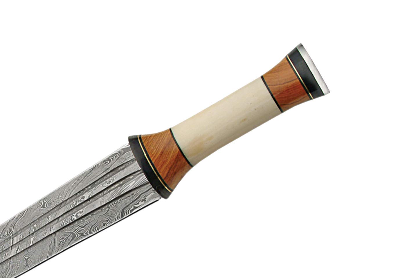 Damascus Steel Sword with Bone Handle - Handcrafted Black Blade for Collectors, Cosplay, and Medieval Reenactment