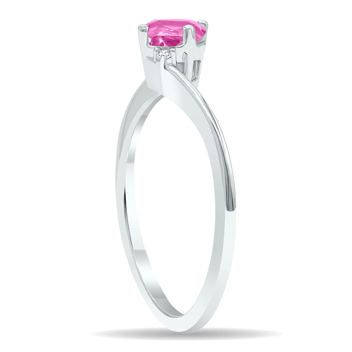 10K White Gold Women's Pink Topaz & Diamond Wave Ring – Elegant Jewelry for Weddings, Parties & Special Occasions