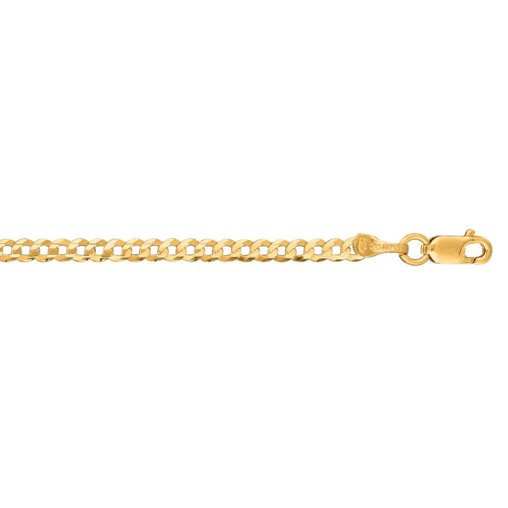 14K Gold 2.6mm Comfort Curb Chain Necklace for Women - Dainty Layering Jewelry, Gift for Her, Everyday Wear & Special Occasions