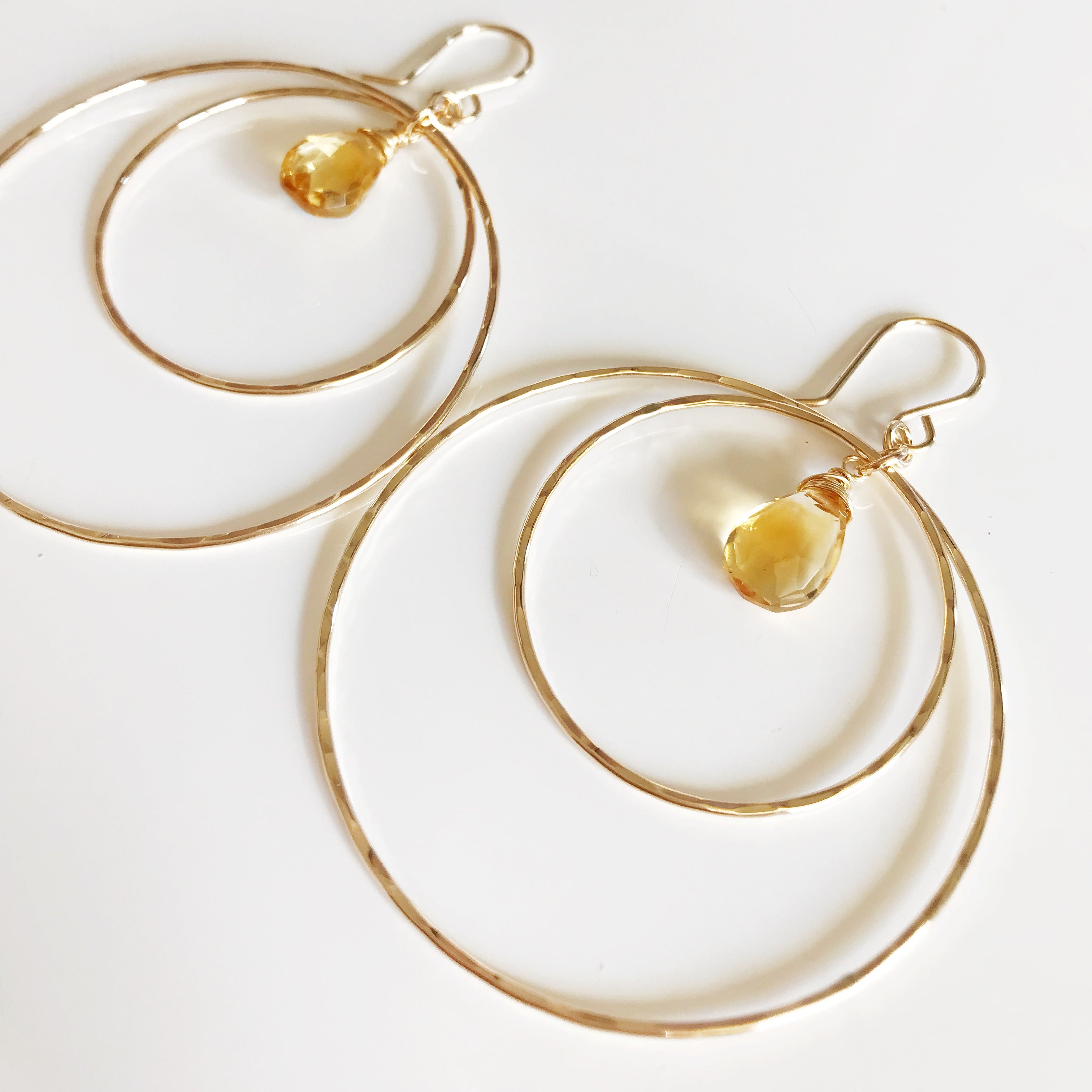 Earrings RACHEL Citrine (E447) - Elegant Gold-Plated Dangle Earrings for Women, Perfect for Parties, Weddings & Everyday Wear