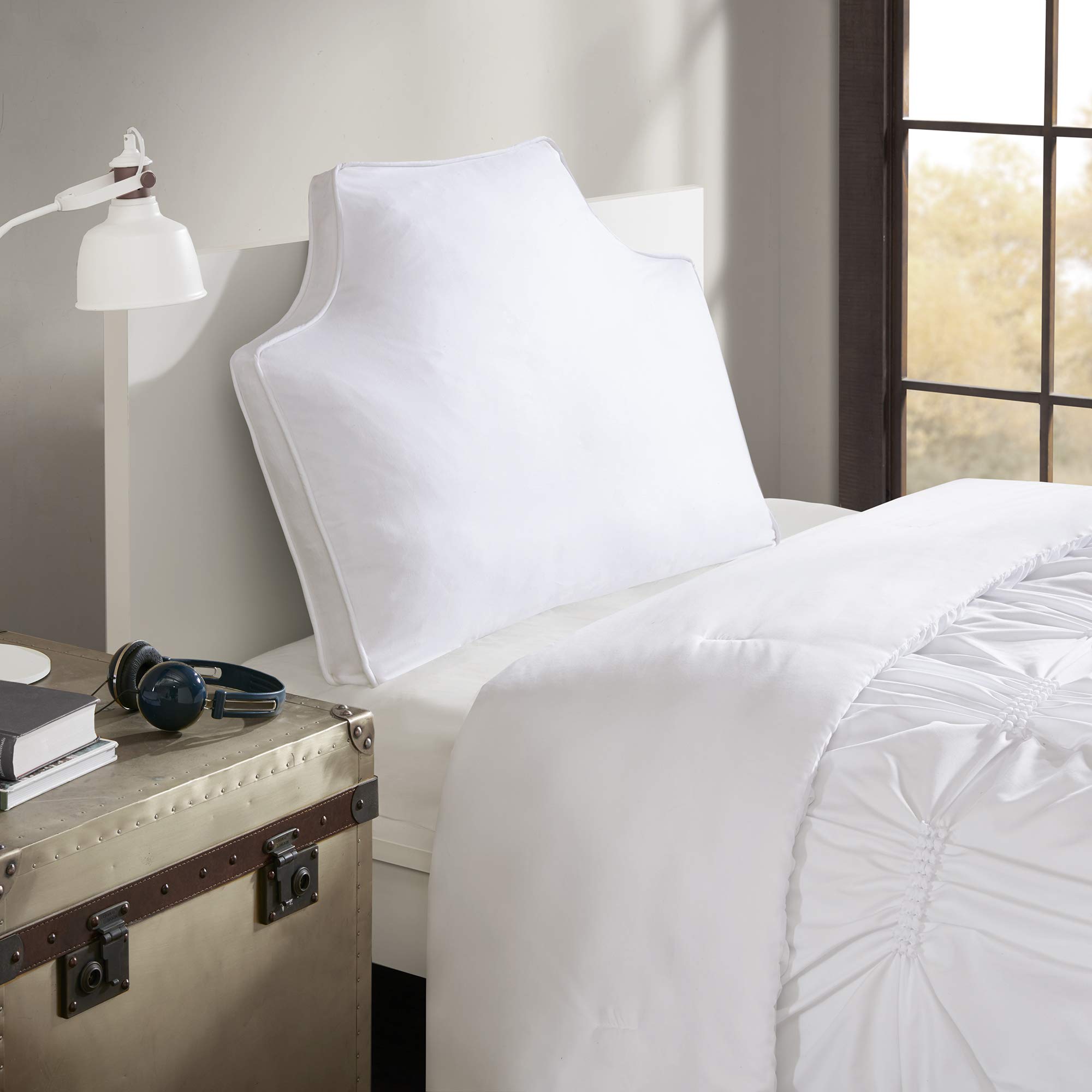 Intelligent Design Oversized 100% Cotton Headboard Pillow Cushion for Bed - Leaning Back Support - Soft White Bedroom Decor - Perfect for Reading, Watching TV, or Relaxing in Bed