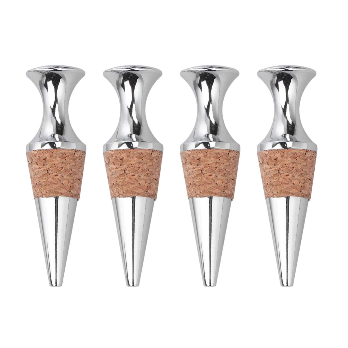Yardwe 4-Piece Metal Wine Stoppers - Premium Beverage Bottle Sealers & Cork Wine Plugs for Wine, Champagne and Liquor Bottles - Perfect for Holiday Parties, Wedding Favors, Home Bar and Gift Giving (Flat Cork Stopper Design)