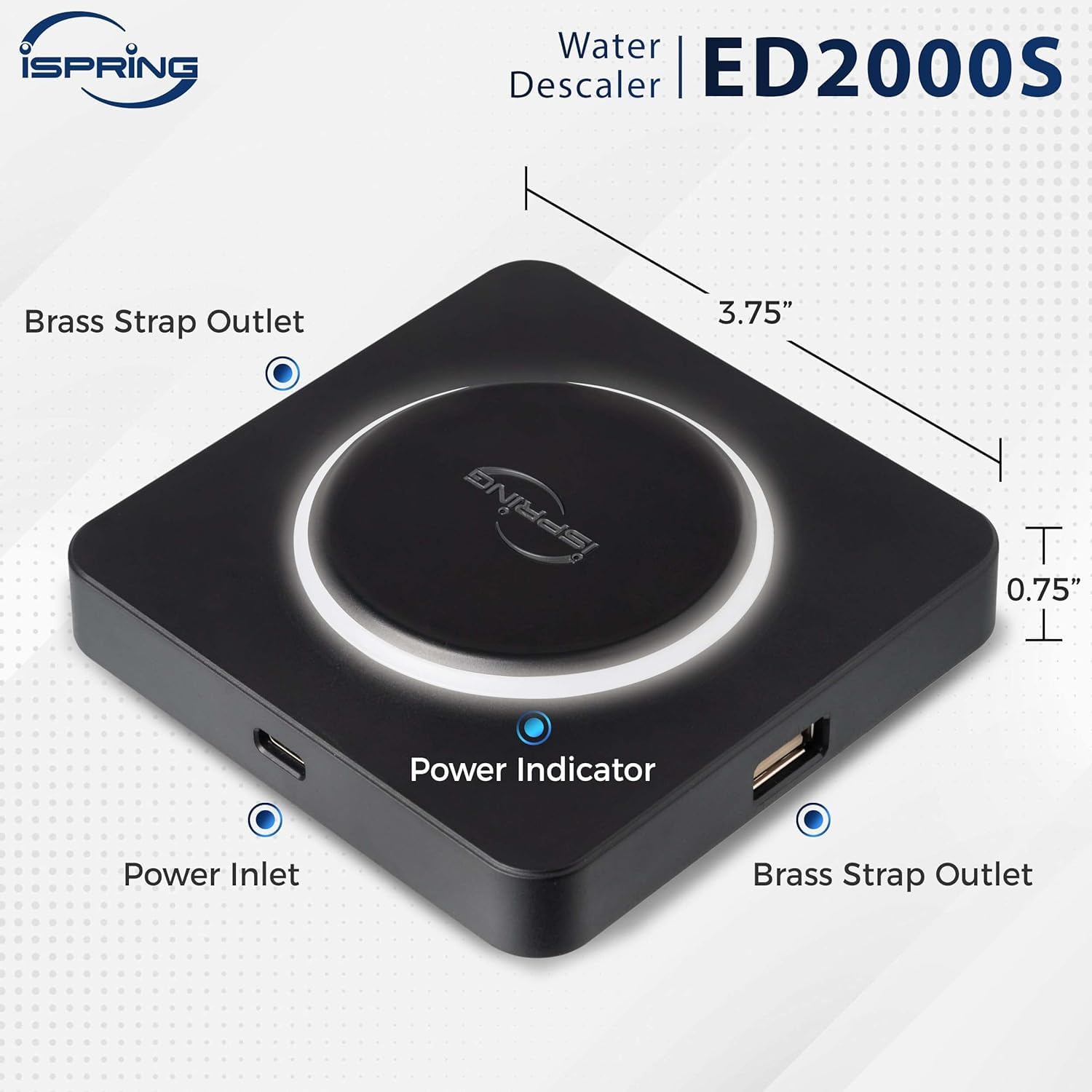 iSpring ED2000S Whole House Water Softener System - Salt-Free Hard Water Conditioner & Descaler with LED Indicator & Magnetic Technology - Prevents Limescale & Rust - Ideal for Homes, RV, Boats & Appliances