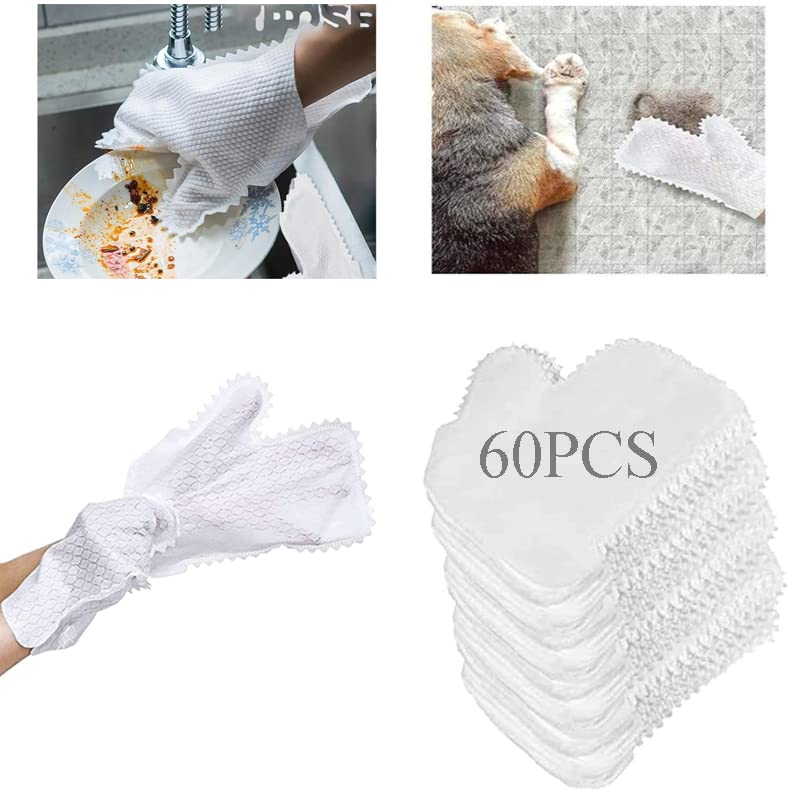 **Microfiber Cleaning Gloves for Home Disinfection & Dust Removal - Wet & Dry Use, Disposable Dusting Cloths for Furniture, Kitchen & Pet Hair - 60pcs - Perfect for Quick Cleaning & Sanitizing Surfaces**