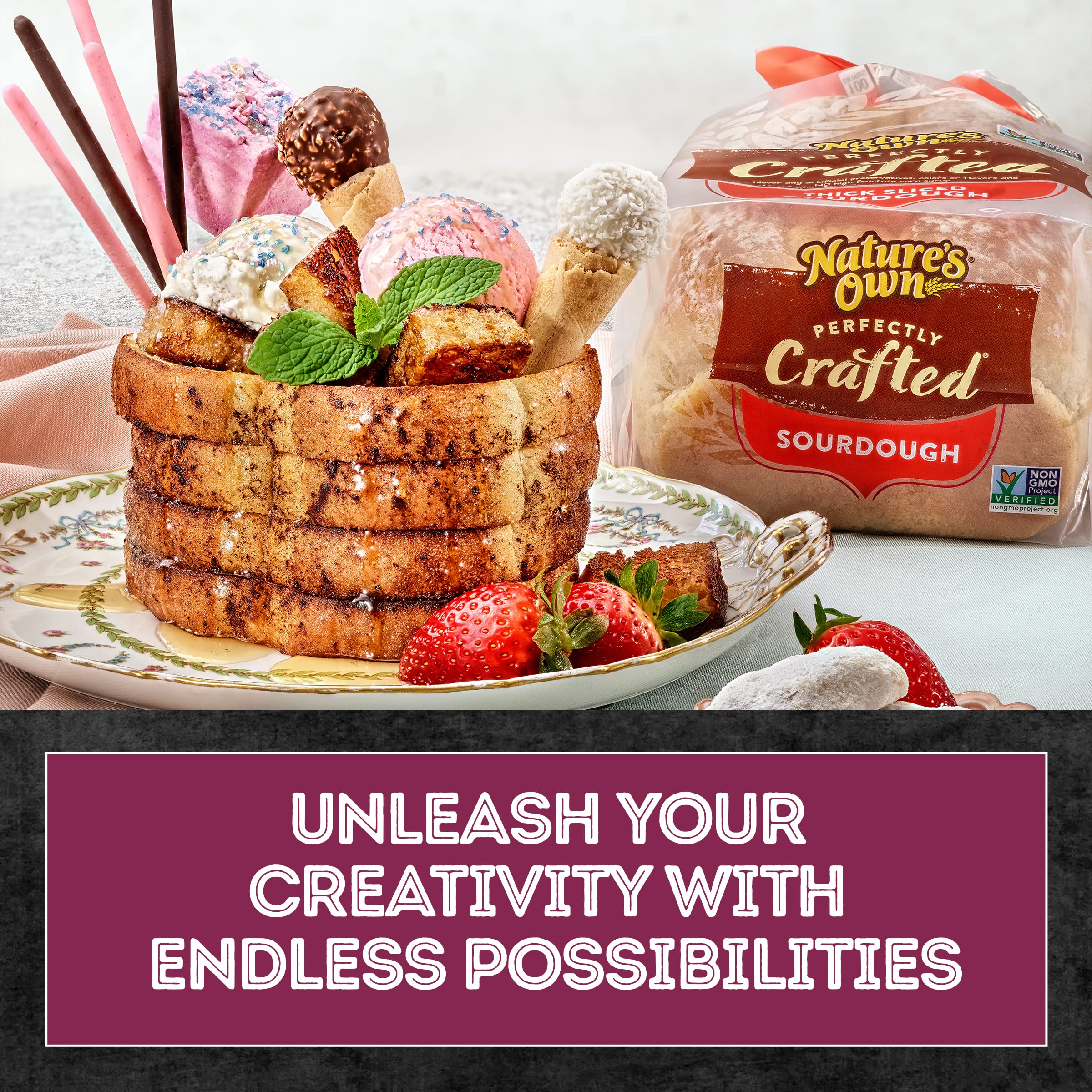 Nature's Own Perfectly Crafted Sourdough Bread - Thick Sliced Non-GMO Artisan Loaf (22 oz) - Ideal for Sandwiches, Toast & Family Breakfast
