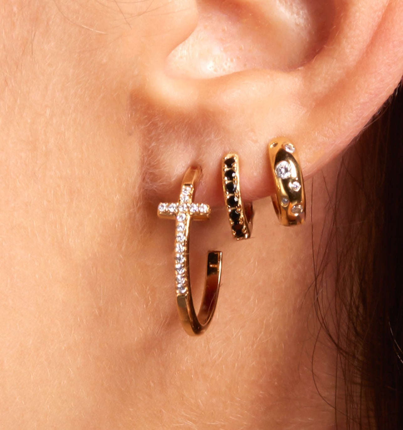 Cross Pave Hoop Earrings - Sterling Silver Cubic Zirconia Hinged Huggie Hoops for Women | Perfect for Everyday Wear, Date Night & Special Occasions
