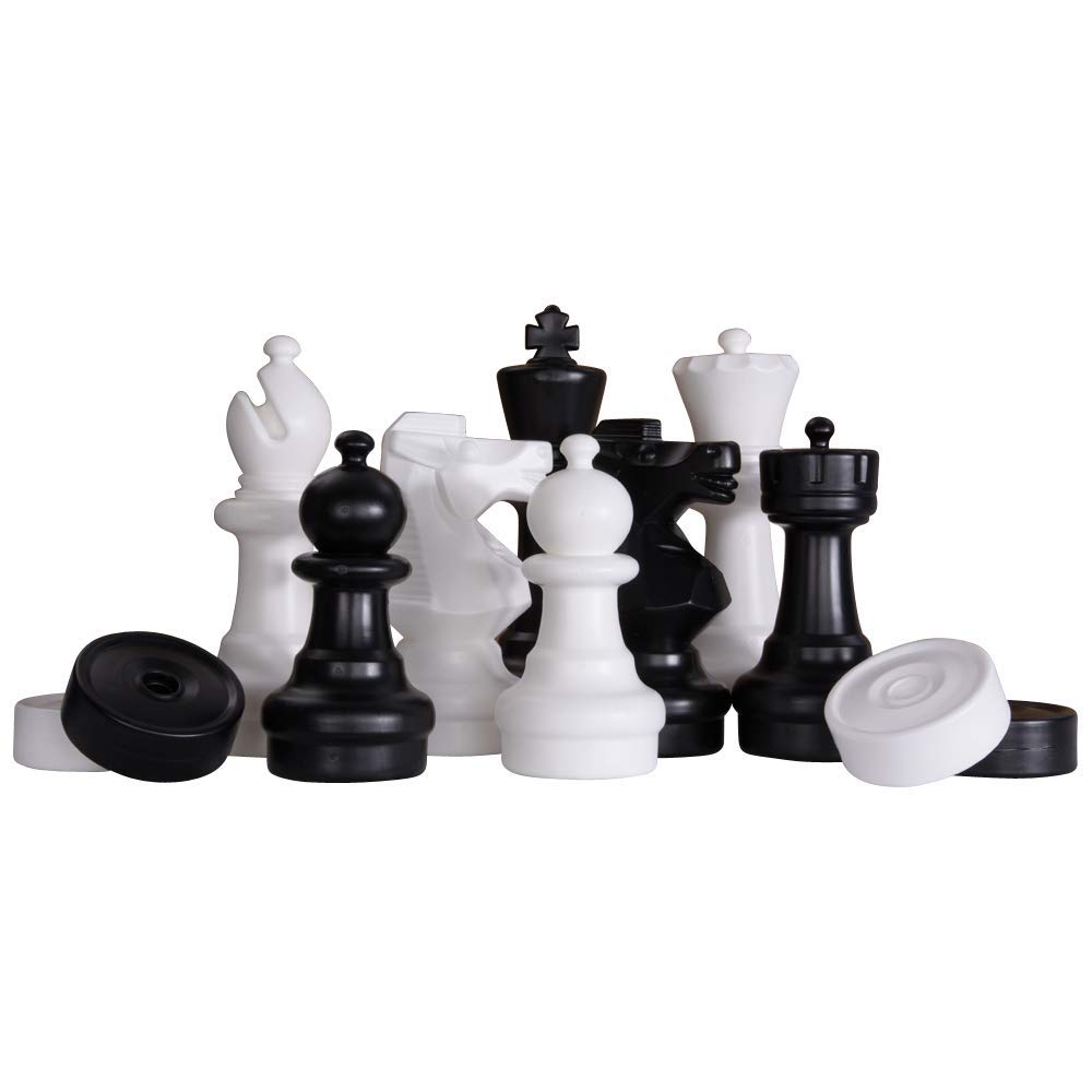 12 Inch MegaChess Giant Plastic Chess Set with Nylon Mat & Checkers - Outdoor & Indoor Family Game Night, Party, Classroom Activity