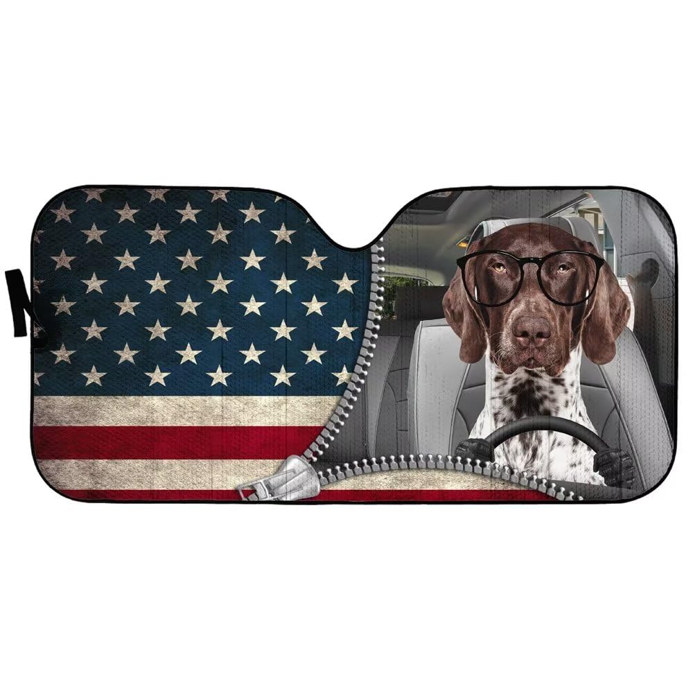 German Shorthaired Pointer Dog Car Sunshade for Windshield - UV Protection Sun Shade for Front Window, SUV, Truck - Pet-Friendly Automotive Interior Cover to Block Sunlight & Heat - Perfect for Road Trips & Outdoor Adventures