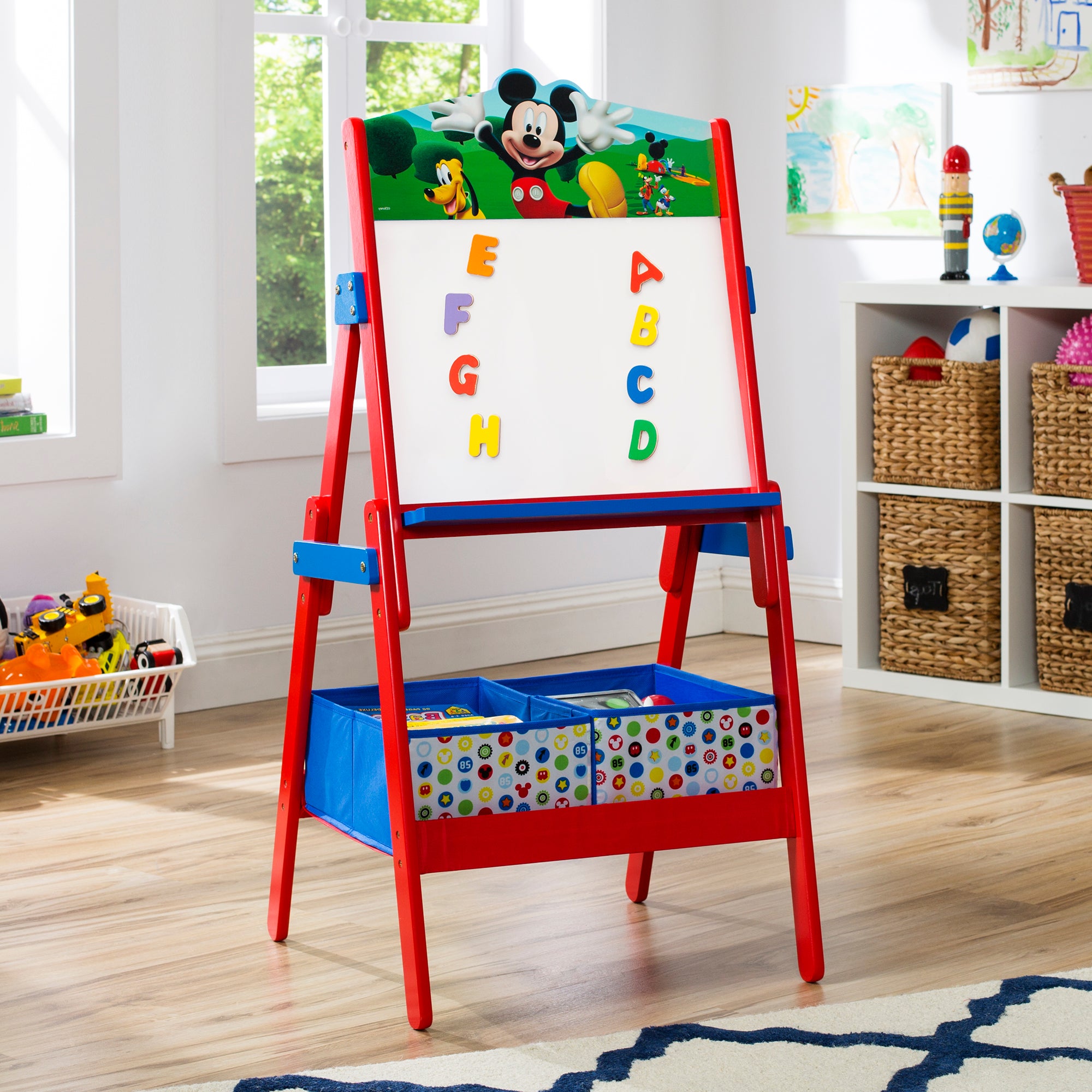 Mickey Mouse Wooden Activity Easel for Kids - Adjustable Double-Sided Chalkboard & Whiteboard - Perfect for Drawing, Learning & Play at Home or School