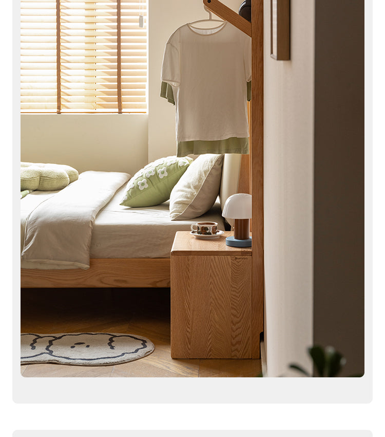 Nordic Solid Wood Clothes Rack - Oak & Birch Floor Storage Organizer for Bedroom, Closet, and Entryway