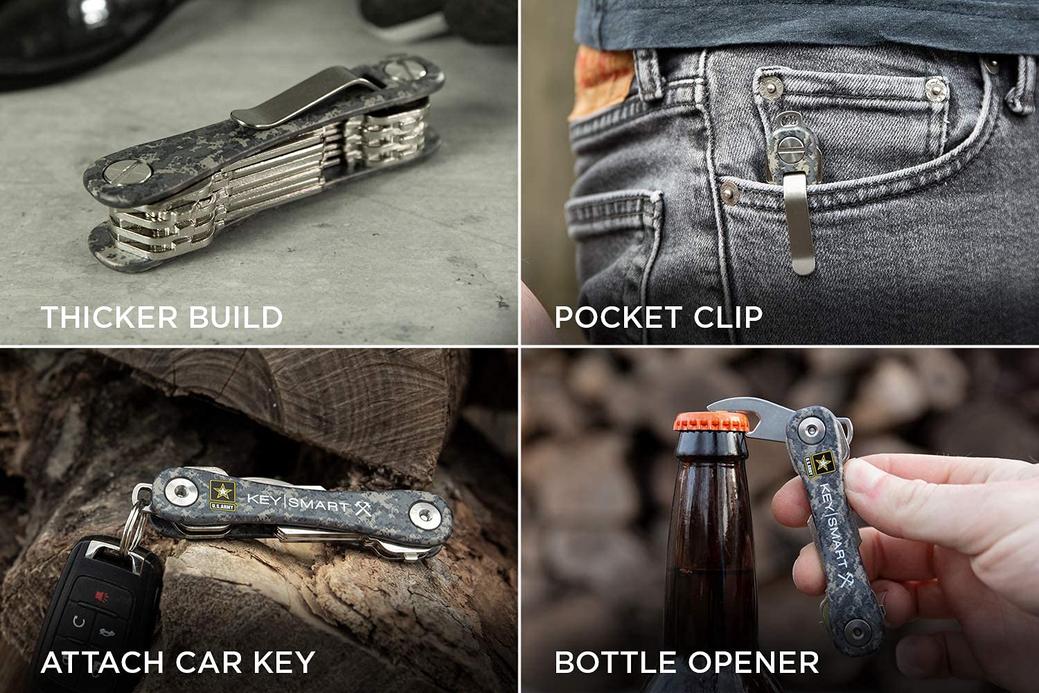 KeySmart Rugged Multi-Tool Key Holder - 14 Keys with Bottle Opener & Clip for Outdoor & Daily Use