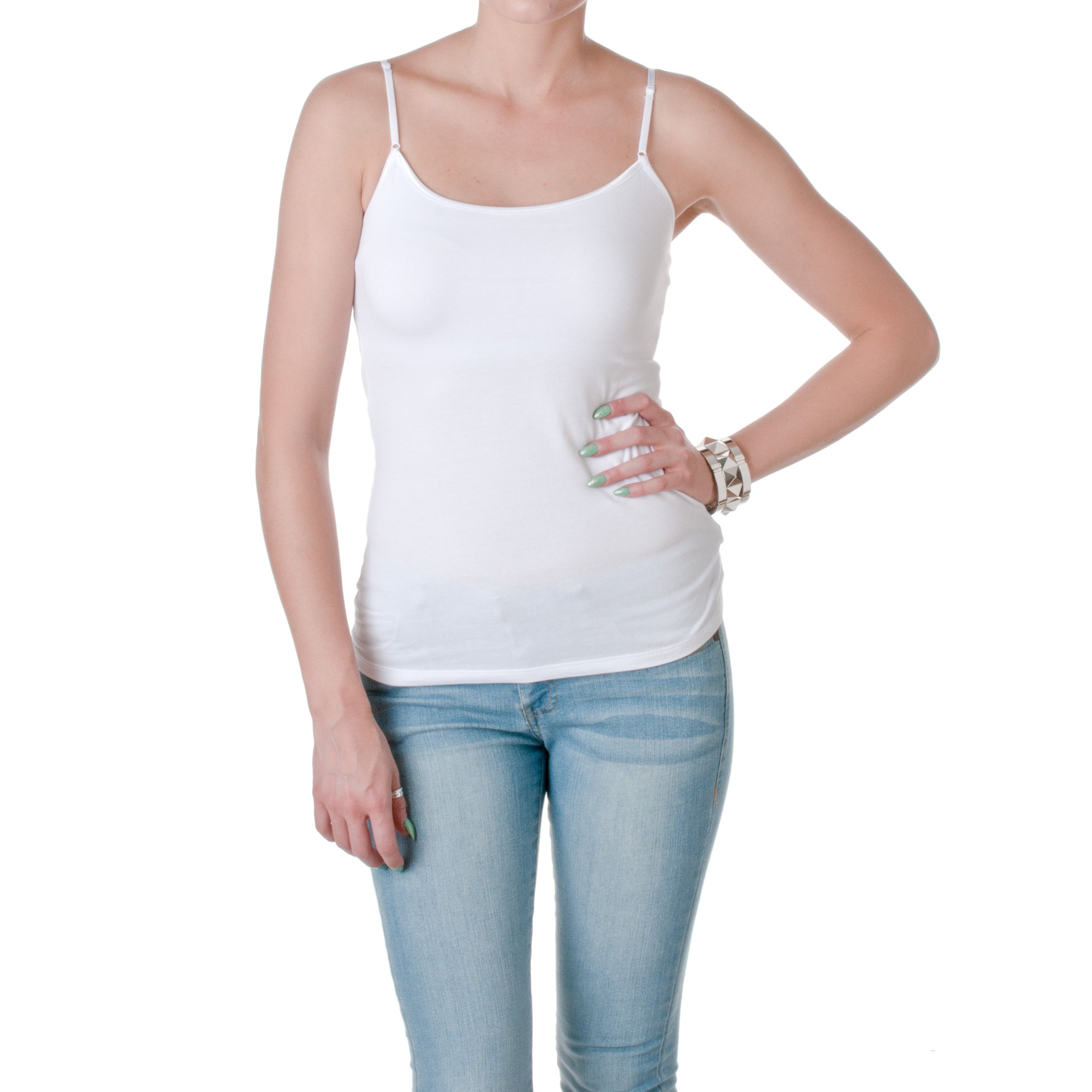 Women's Cami Camisole with Built-in Shelf Bra & Adjustable Spaghetti Straps - Comfortable Stretchy Tank Top for Layering, Sleepwear or Casual Outfits