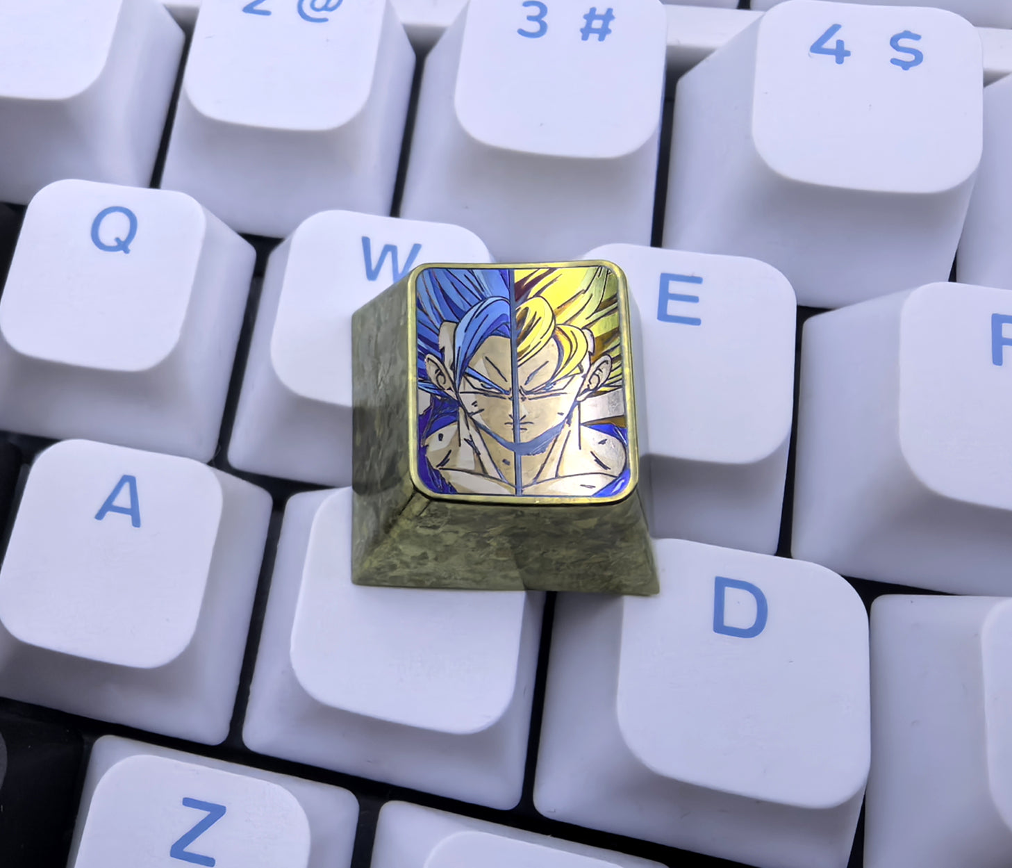 Super Saiyan Goku Titanium Alloy Keycaps - Anime Character Themed Metal Decorative Keycaps for Mechanical Keyboards - Perfect for Gaming, Collecting & Custom Keyboard Builds