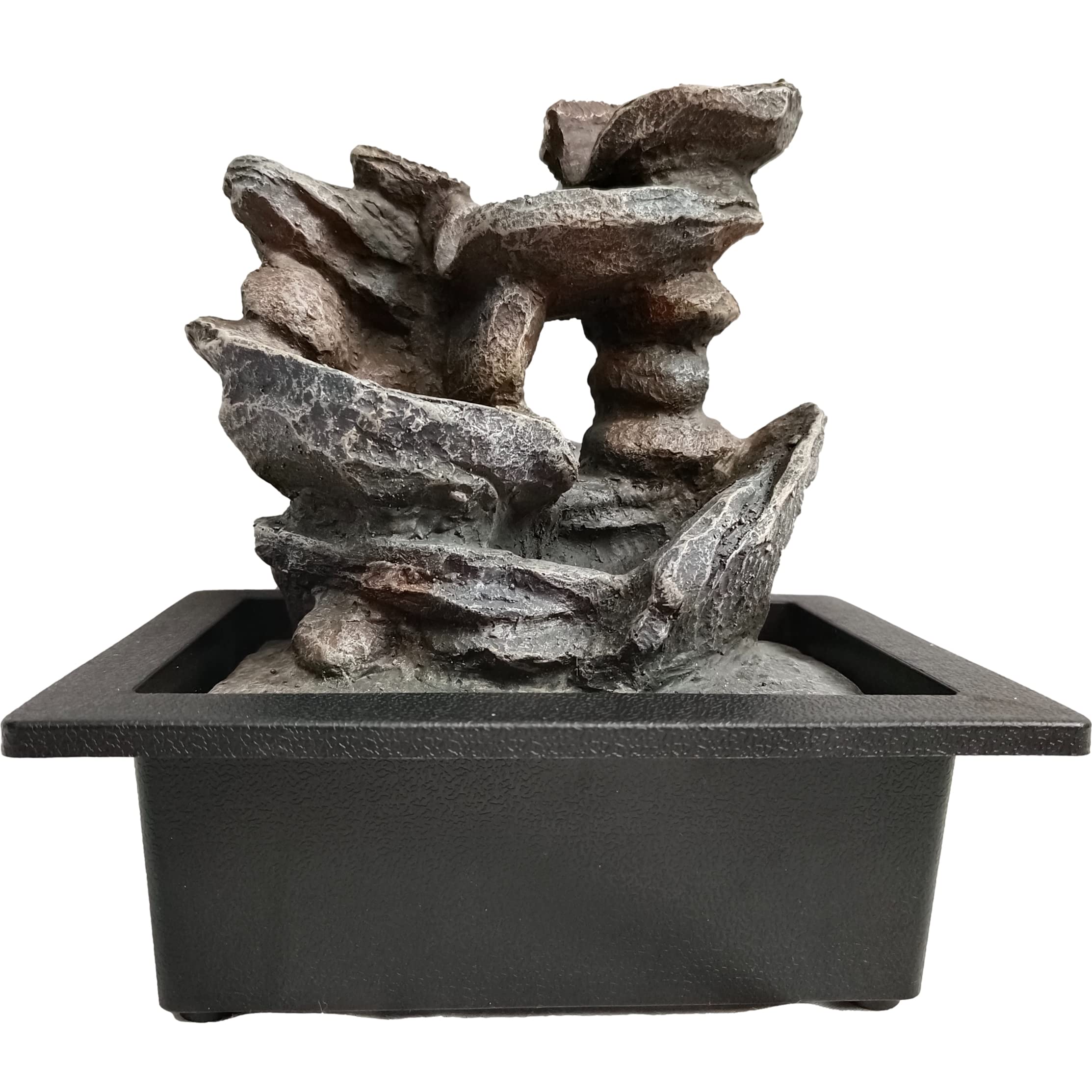 JUNSIRS LED Tabletop Waterfall Fountain - Indoor Relaxation Fountain with Illuminated Waterfall for Home, Office & Garden Decor - Perfect for Stress Relief & Zen Meditation Spaces