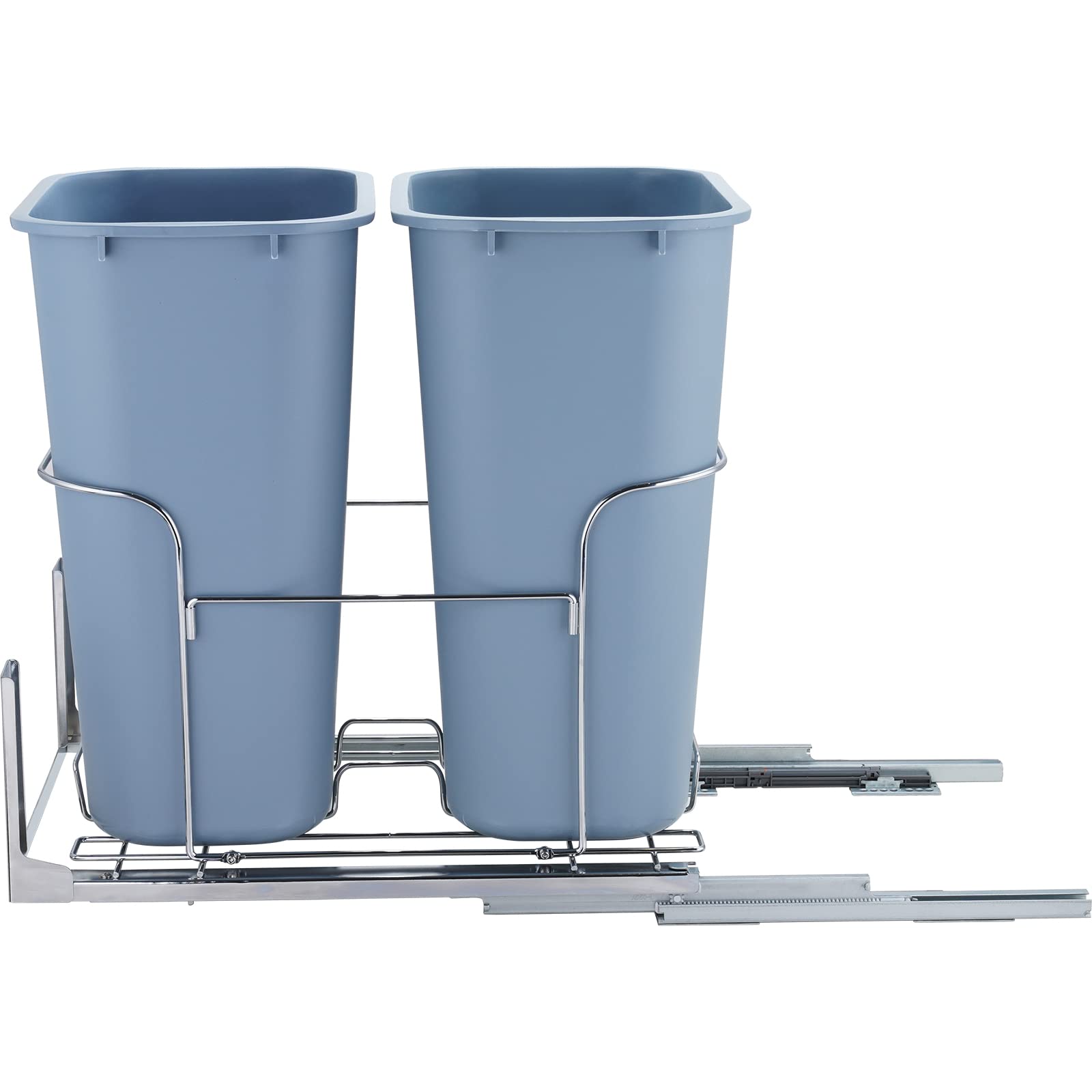 VEVOR 35L Pull-Out Trash Can - Heavy Duty Under Cabinet Double Bin with Soft-Close Slide, 110 lbs Capacity - Perfect for Kitchen Waste & Recycling Organization in Modern Home Cabinets